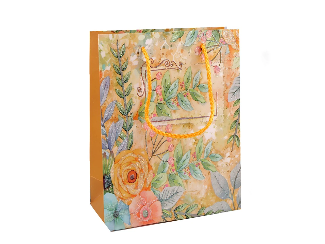 Darčeková taška s glitrami kvety- 4ks