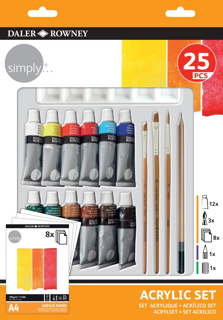 D&R Simply sada akrylových farieb 25ks s príslušenstvom