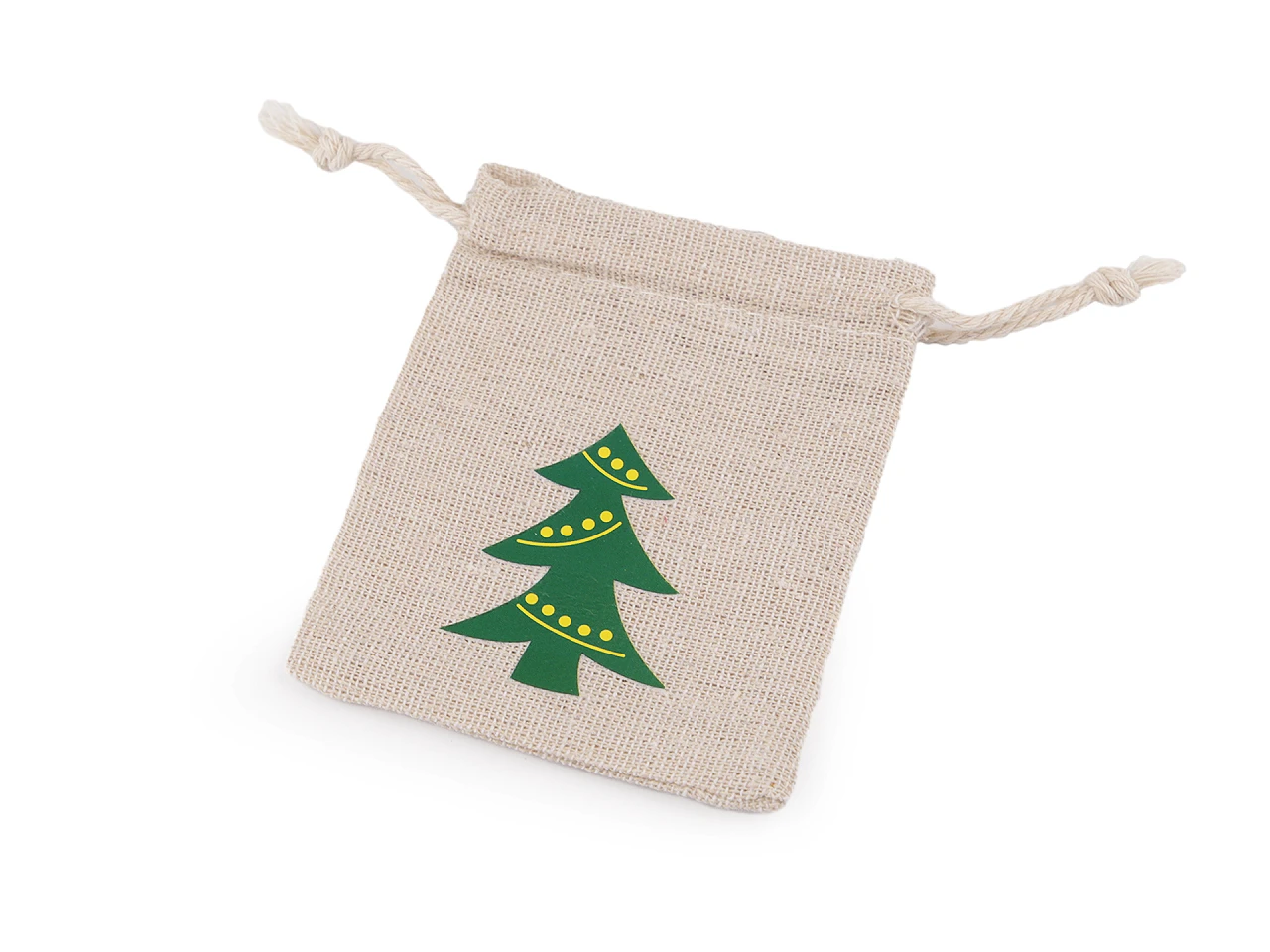 Vianočné bavlnené vrecúško stromček 8x10 cm- 1ks