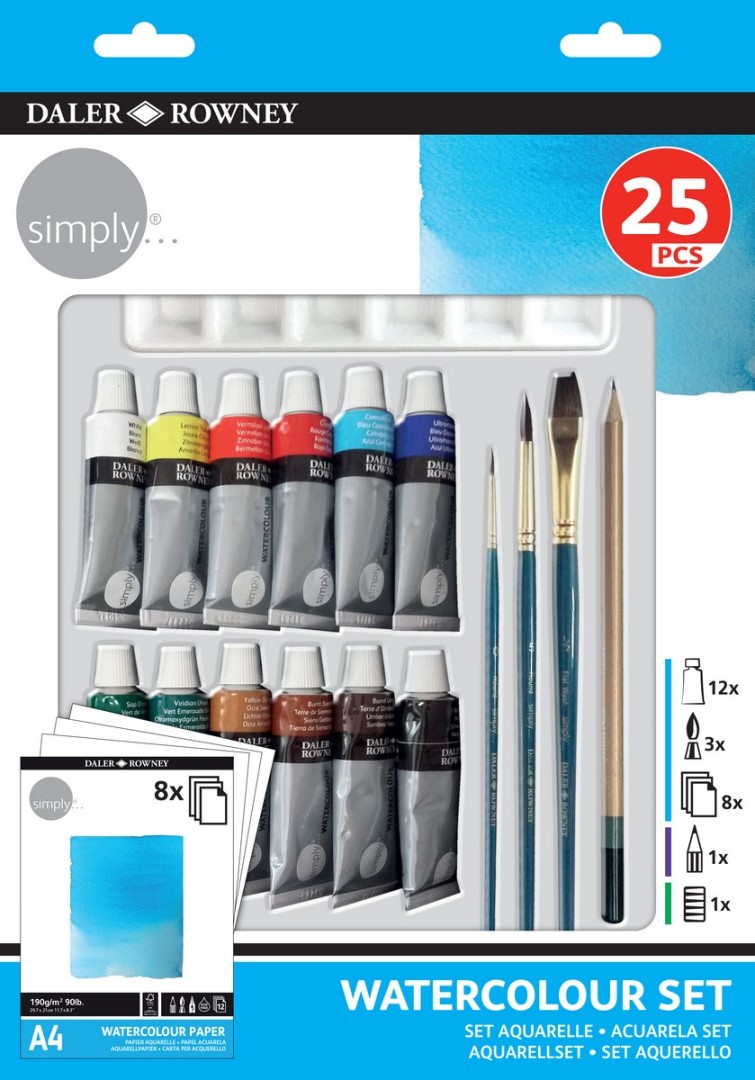 D&R Simply sada akvarelových farieb 25ks s príslušenstvom