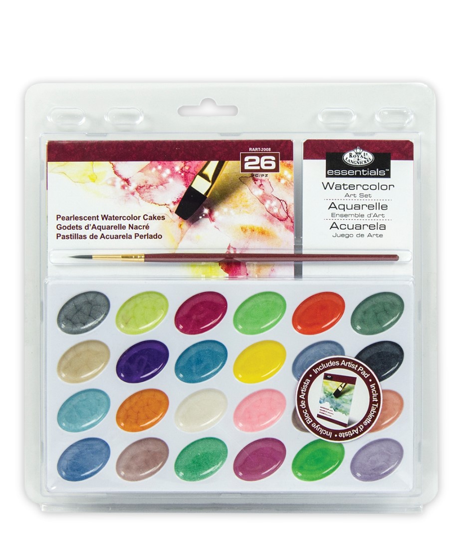 R&L Akvarelové farby perleťové, 24 ks + štetec + skicák