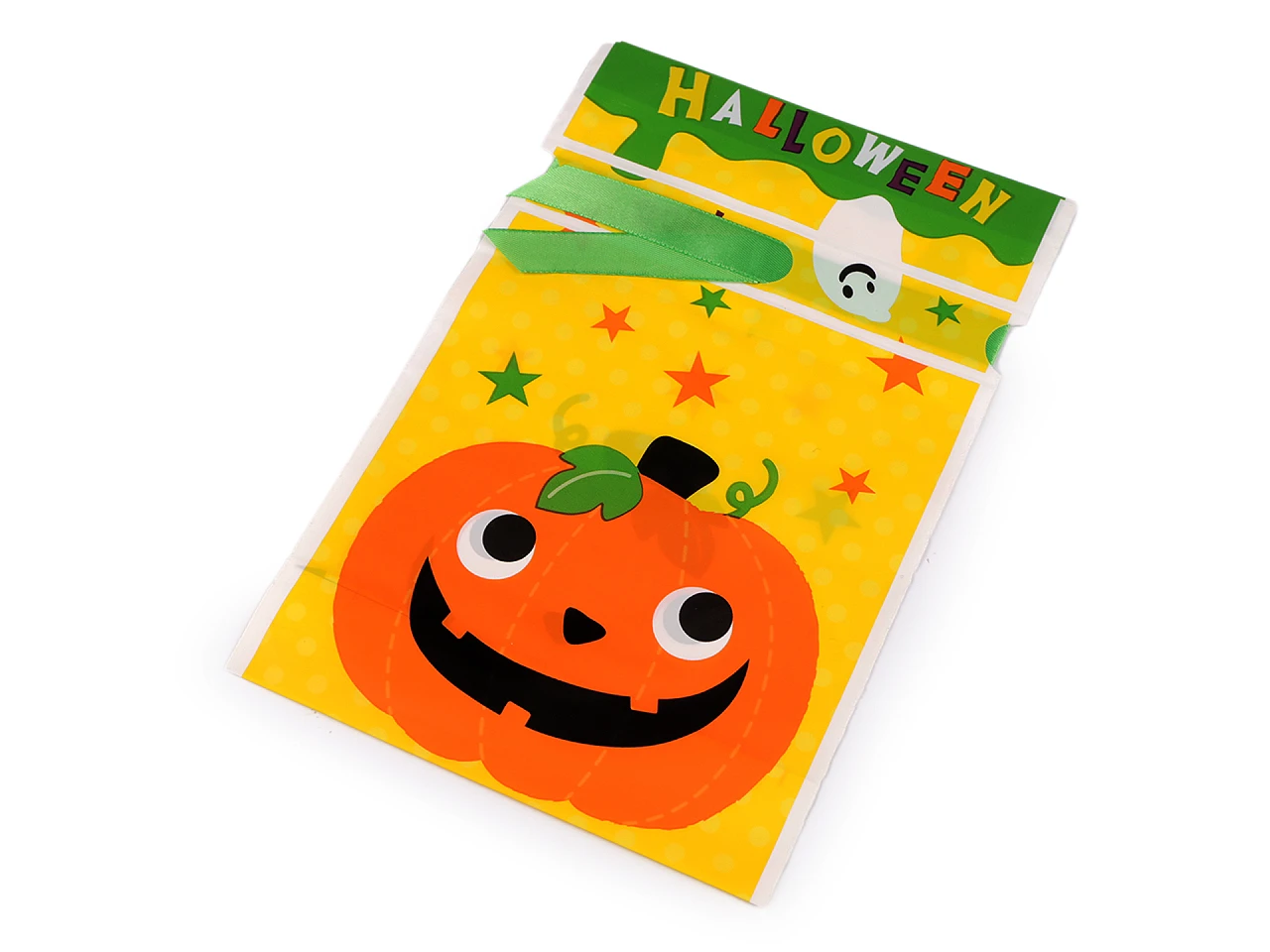 Vrecko na potraviny s atlasovou stuhou Halloween 15x22,5 cm- 5ks