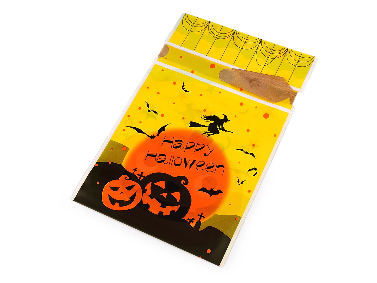 Vrecko na potraviny s atlasovou stuhou Halloween 15x22,5 cm- 5ks