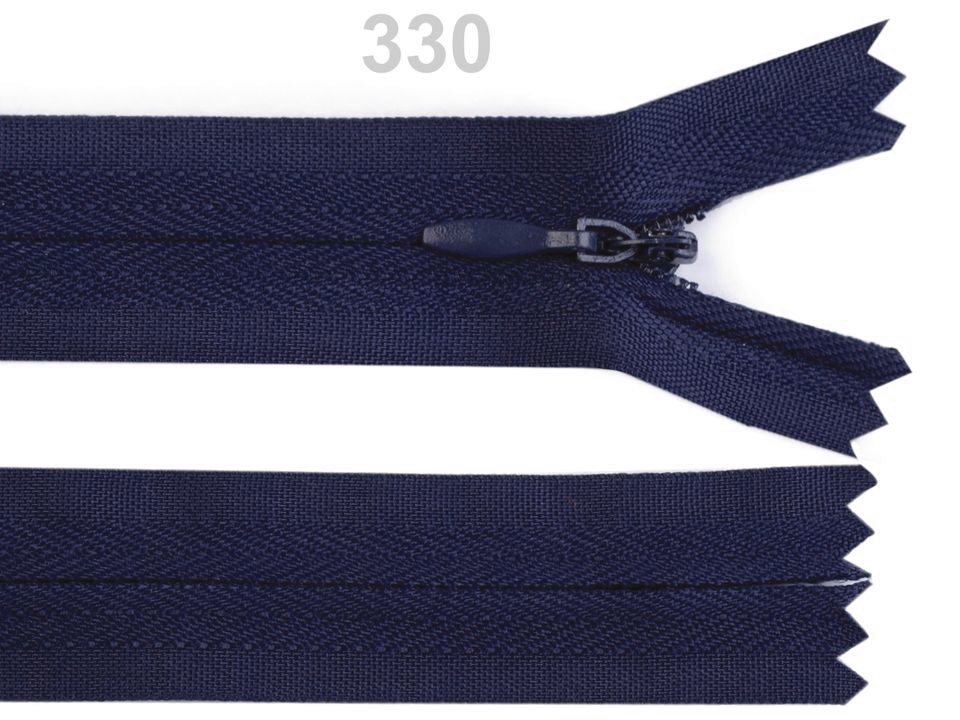 Špirálový zips skrytý šírka 3 mm dĺžka 55 cm - 1 ks